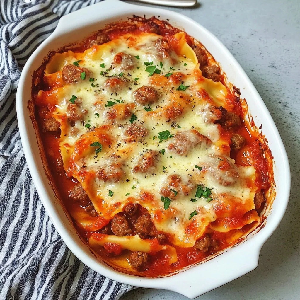Cheese Ravioli Sausage Bake