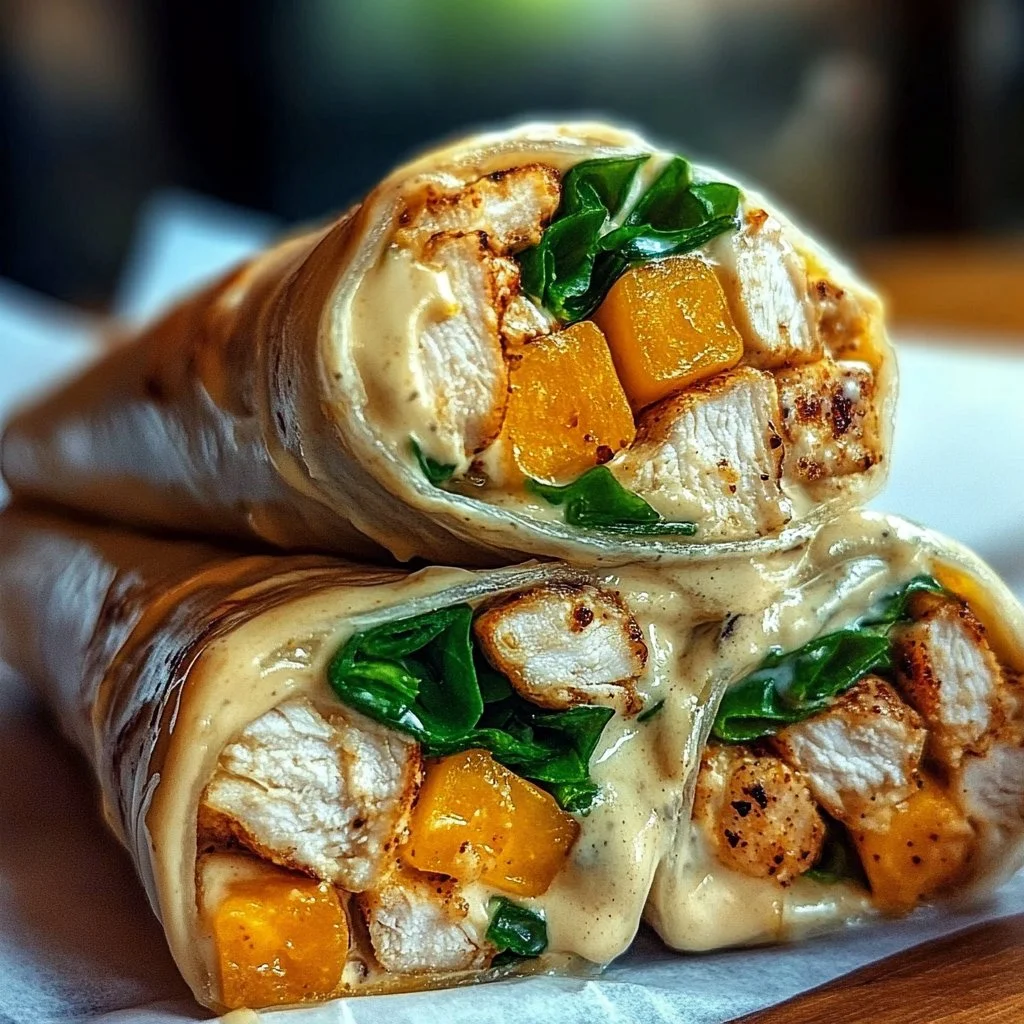 Cheesy Garlic Chicken Wraps