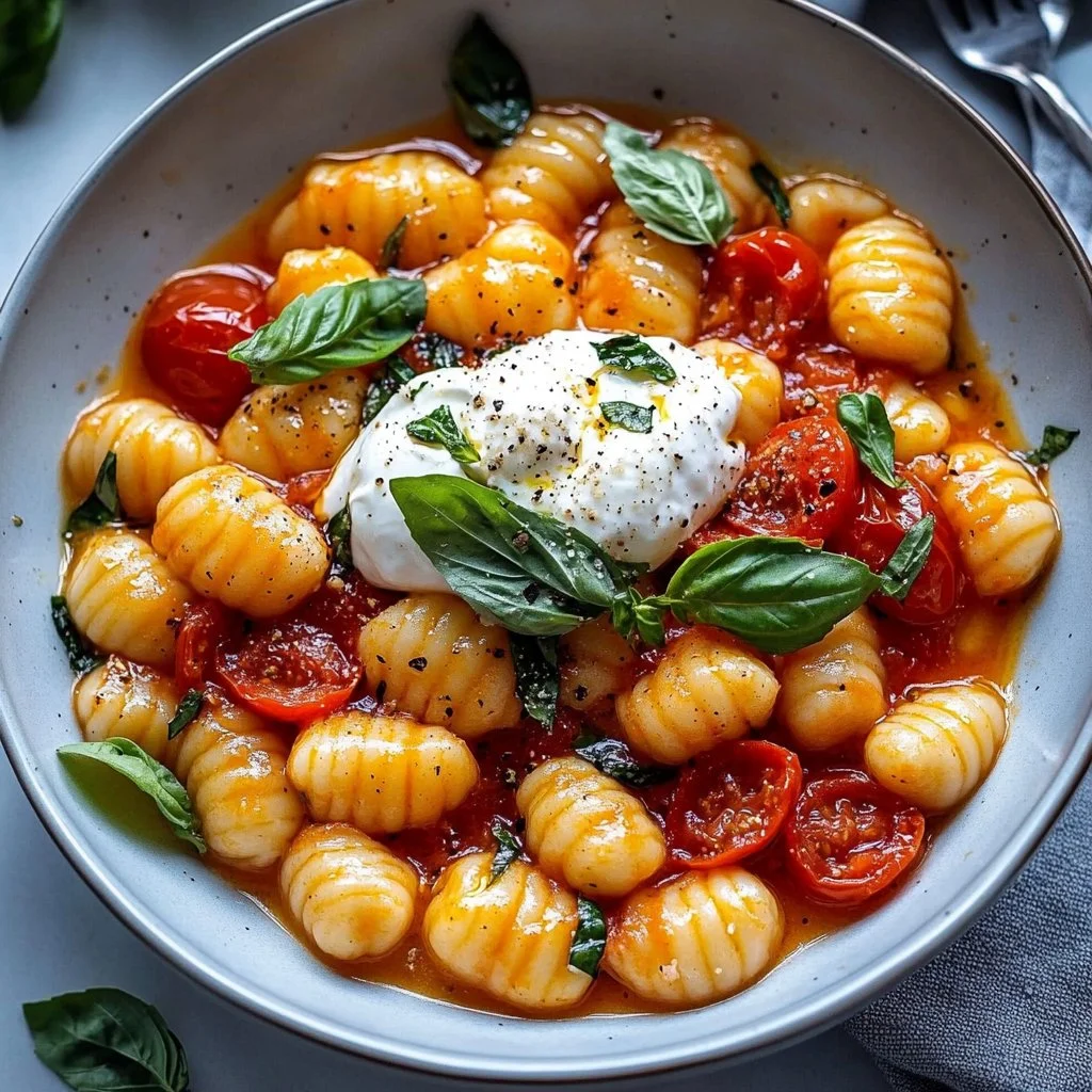 Creamy Tomato Gnocchi with Burrata