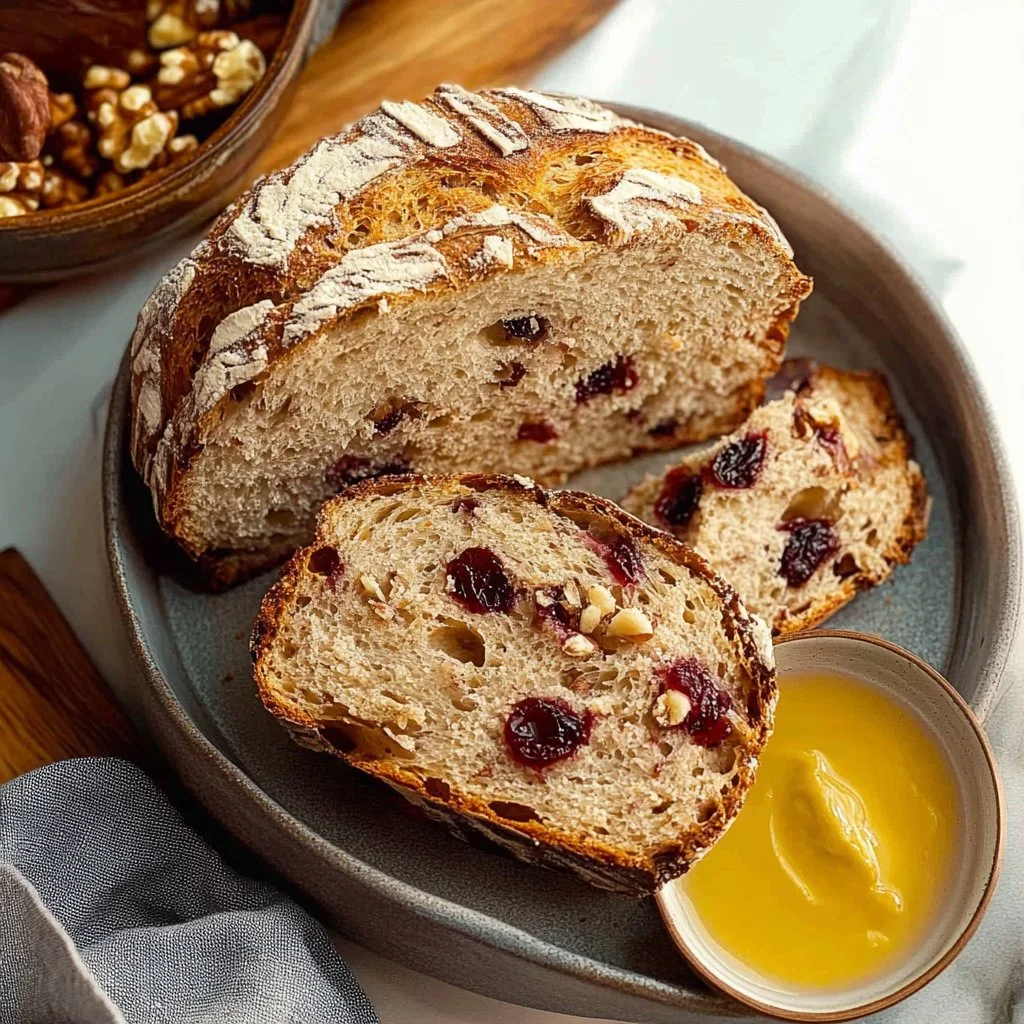 Crusty Cranberry Nut No-Knead Bread