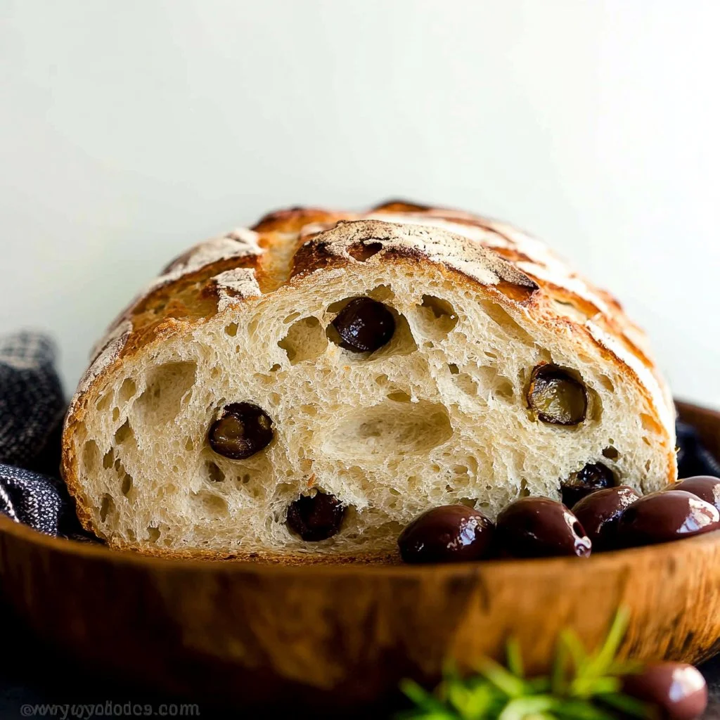 Easy No-Knead Olive Bread