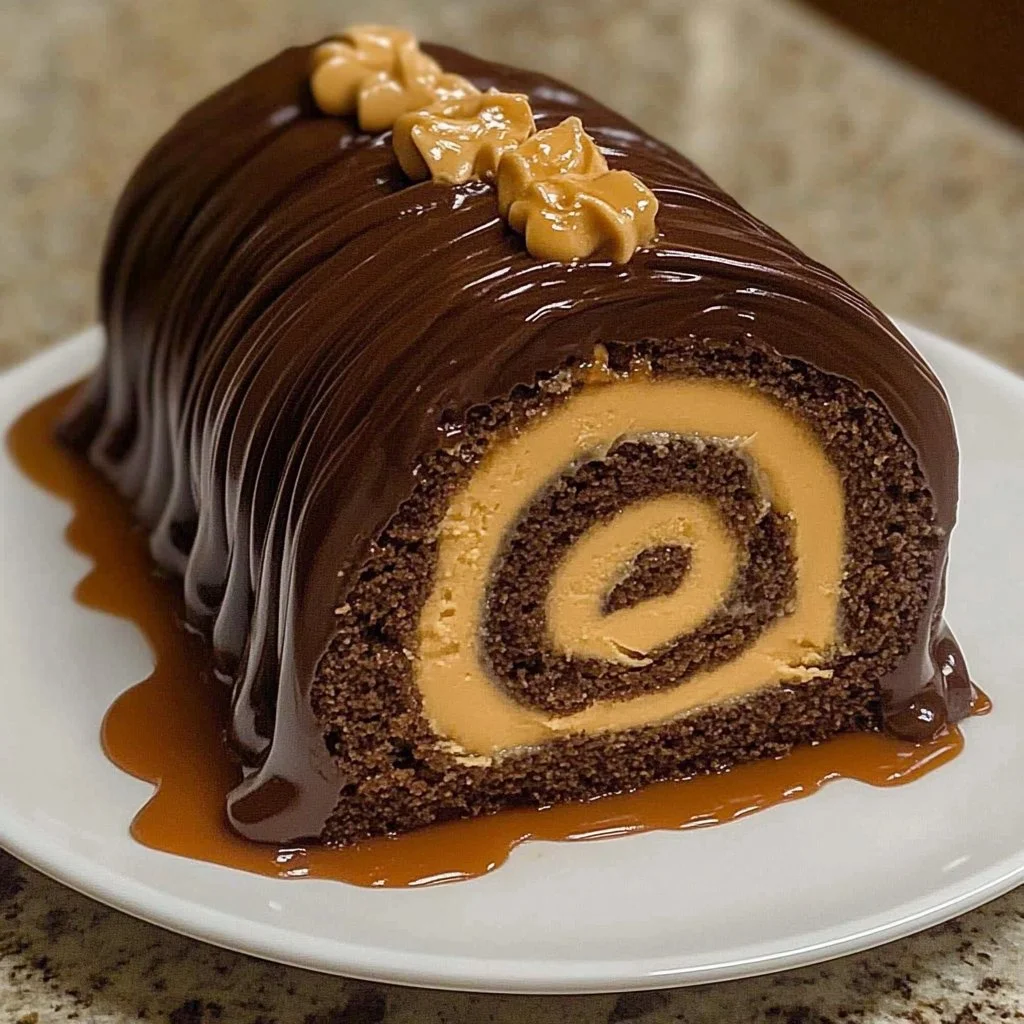 Peanut Butter Cup Chocolate Roll Cake