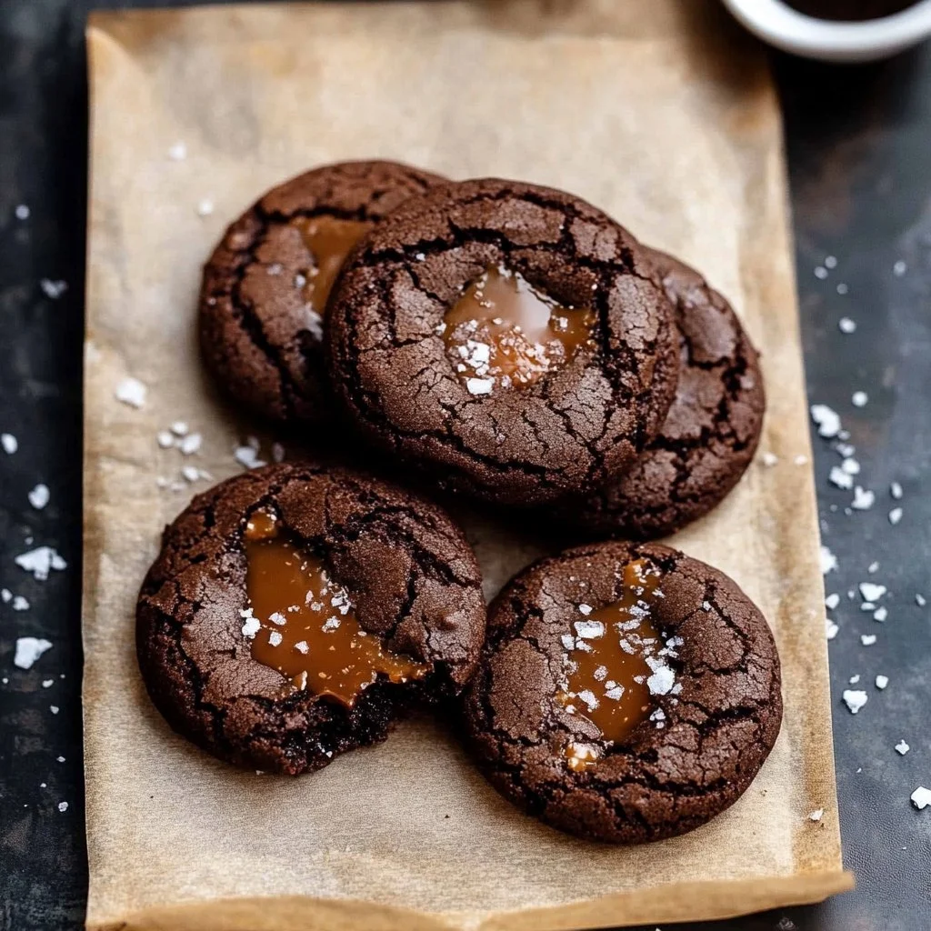 Salted Caramel Dark Chocolate Cookies