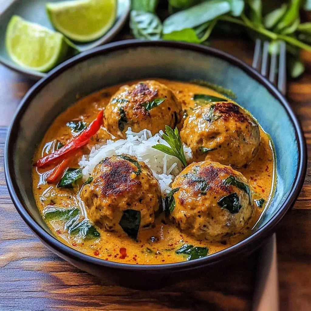 Thai Chicken Meatballs in Coconut Sauce