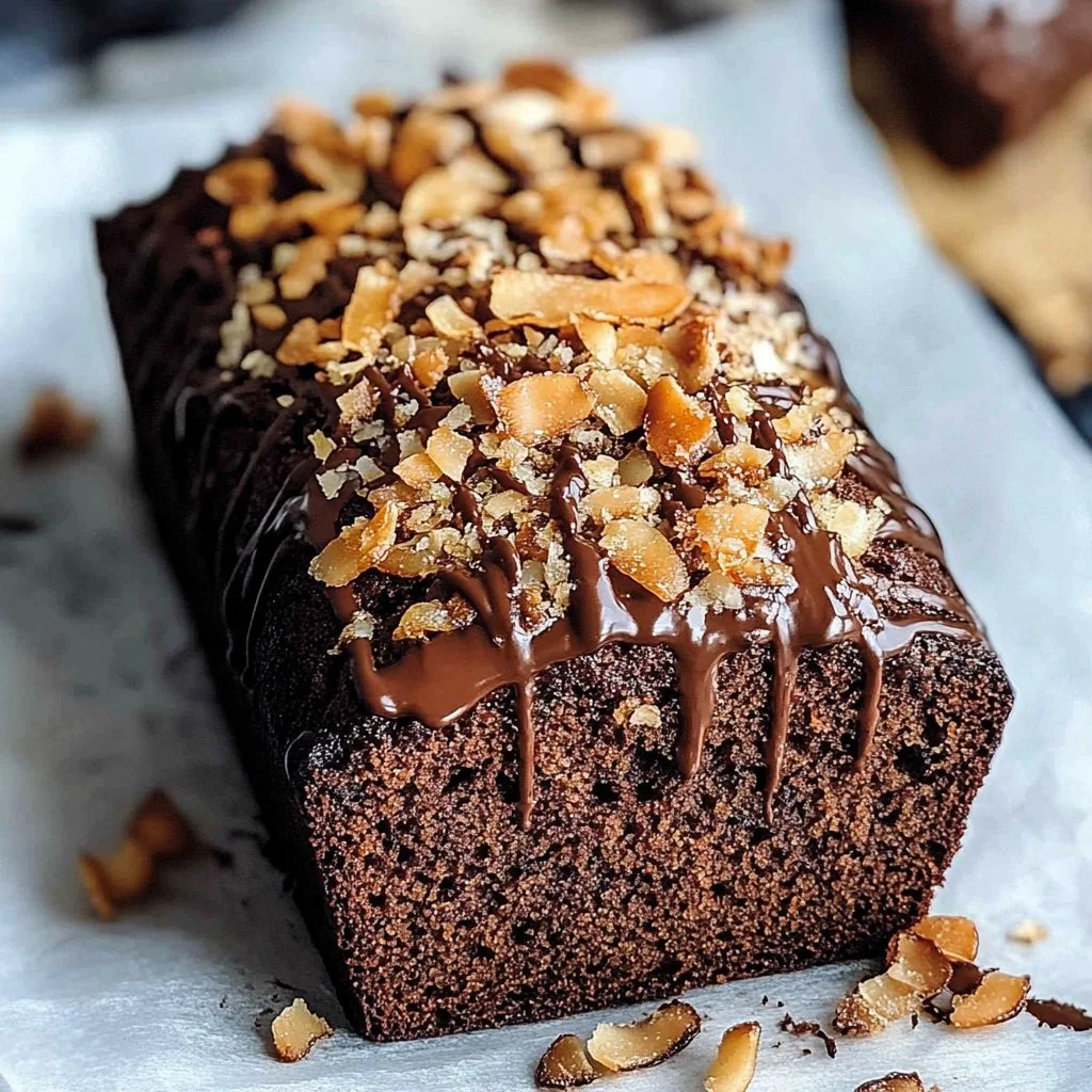Triple Chocolate Banana Bread with Toasted Coconut Topping