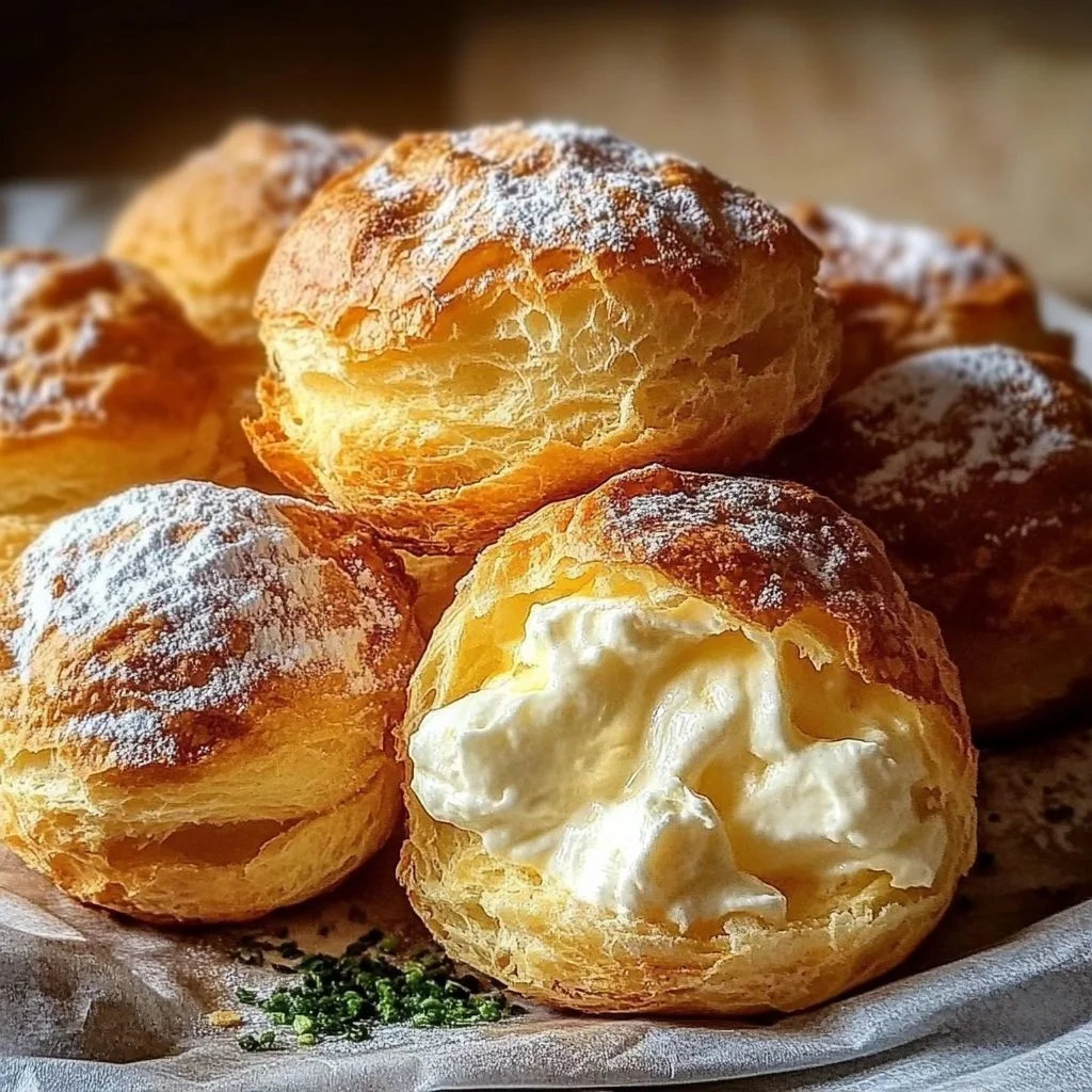 Golden Baked French Cream Puffs