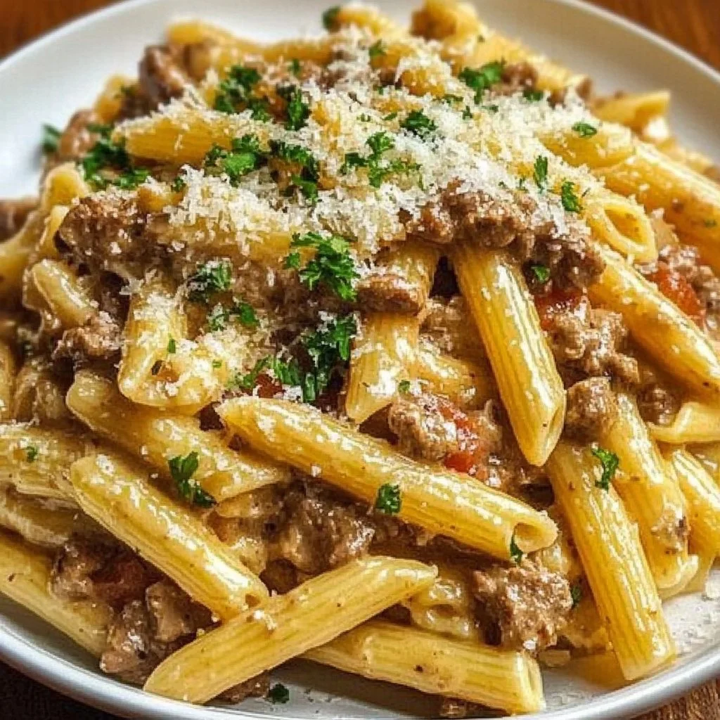 High Protein Creamy Beef Pasta