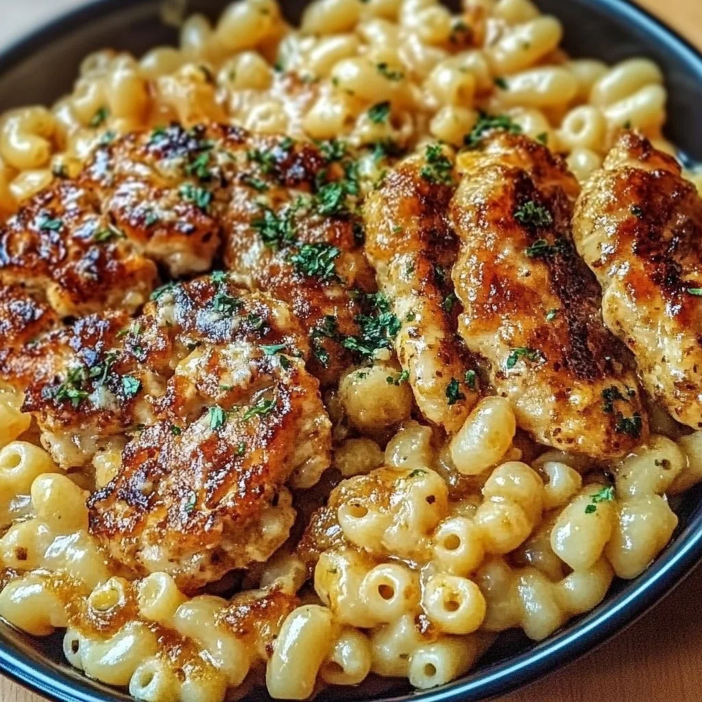 High Protein Honey Garlic Butter Chicken with Mac & Cheese