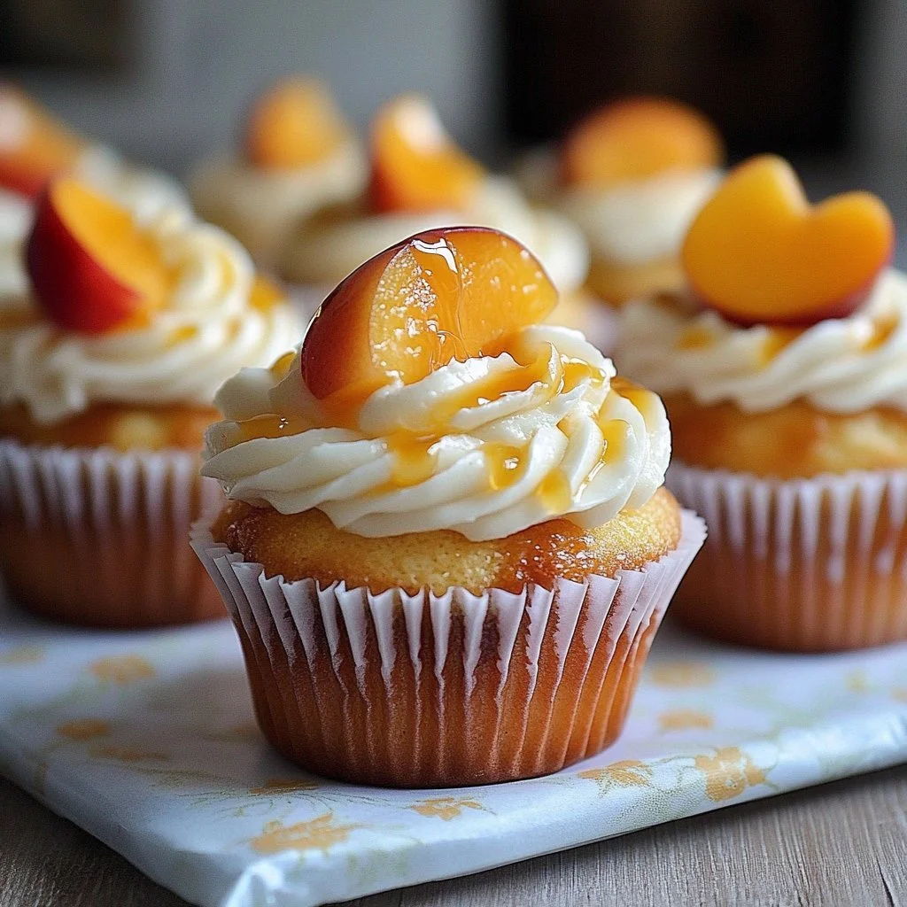 Honey Peach Cream Cheese Cupcakes