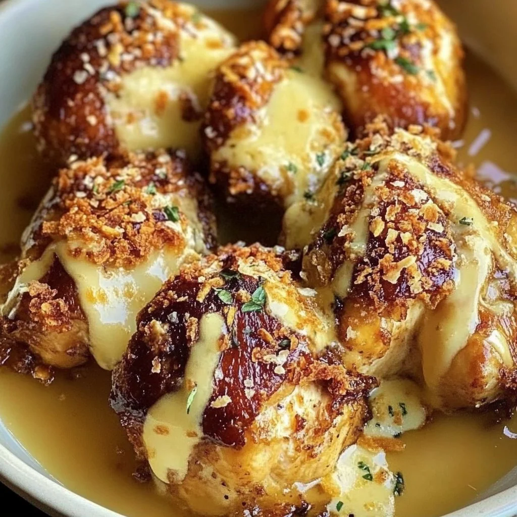 Pretzel Chicken with Mustard-Cheddar Sauce