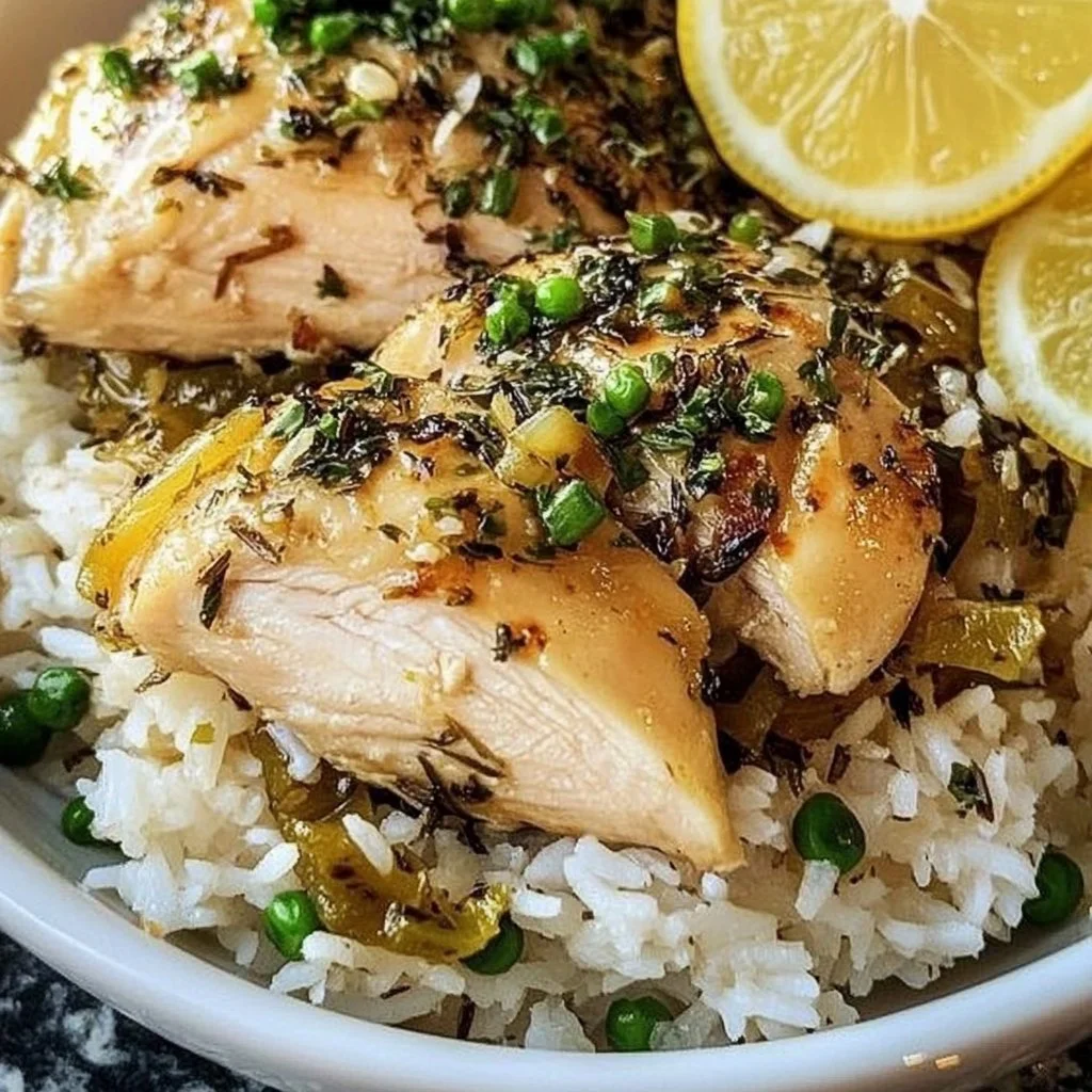 Slow Cooker Lemon Herb Chicken and Rice