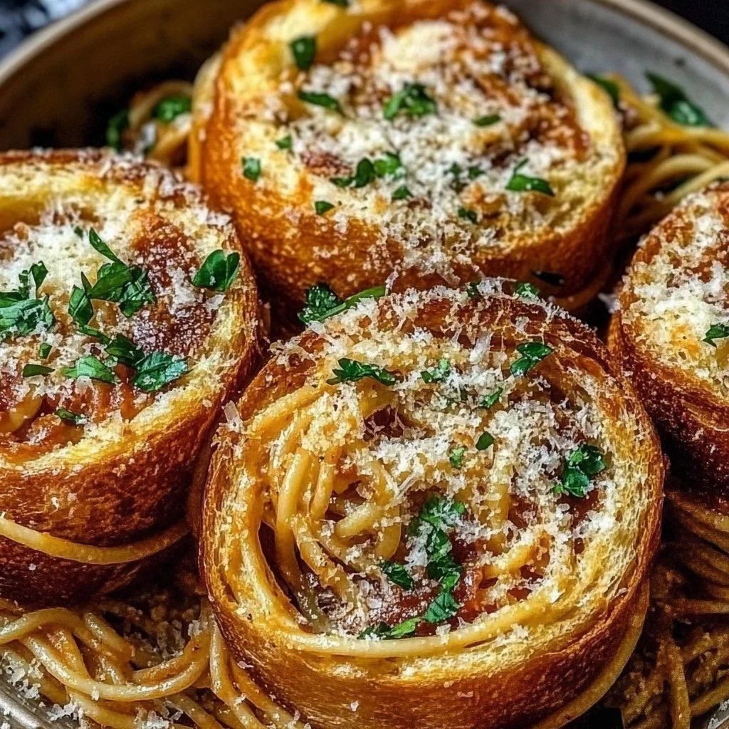 Spaghetti Garlic Bread Bowls