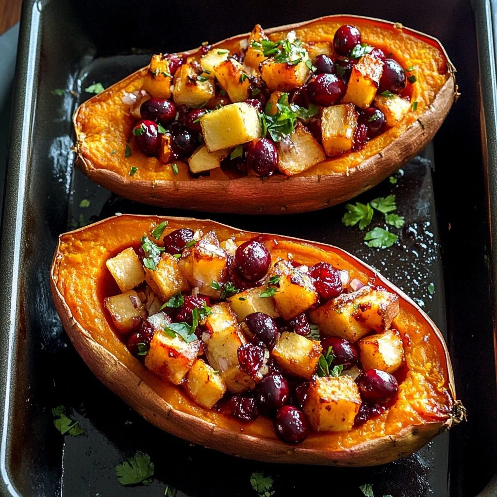 Cranberry Apple Twice-Baked Sweet Potatoes