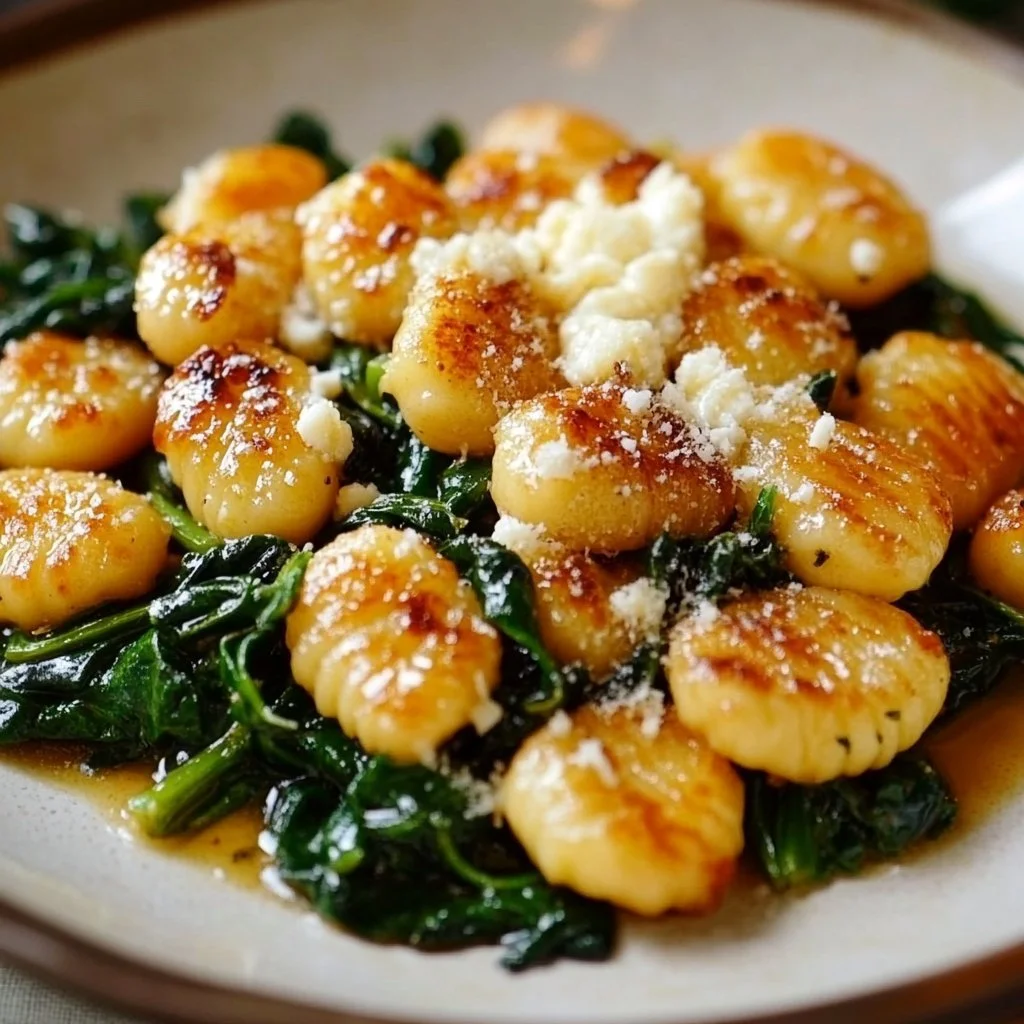 Crispy Gnocchi With Spinach And Feta