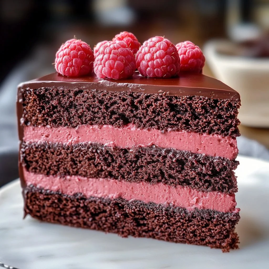 Dark Chocolate Raspberry Mousse Cake