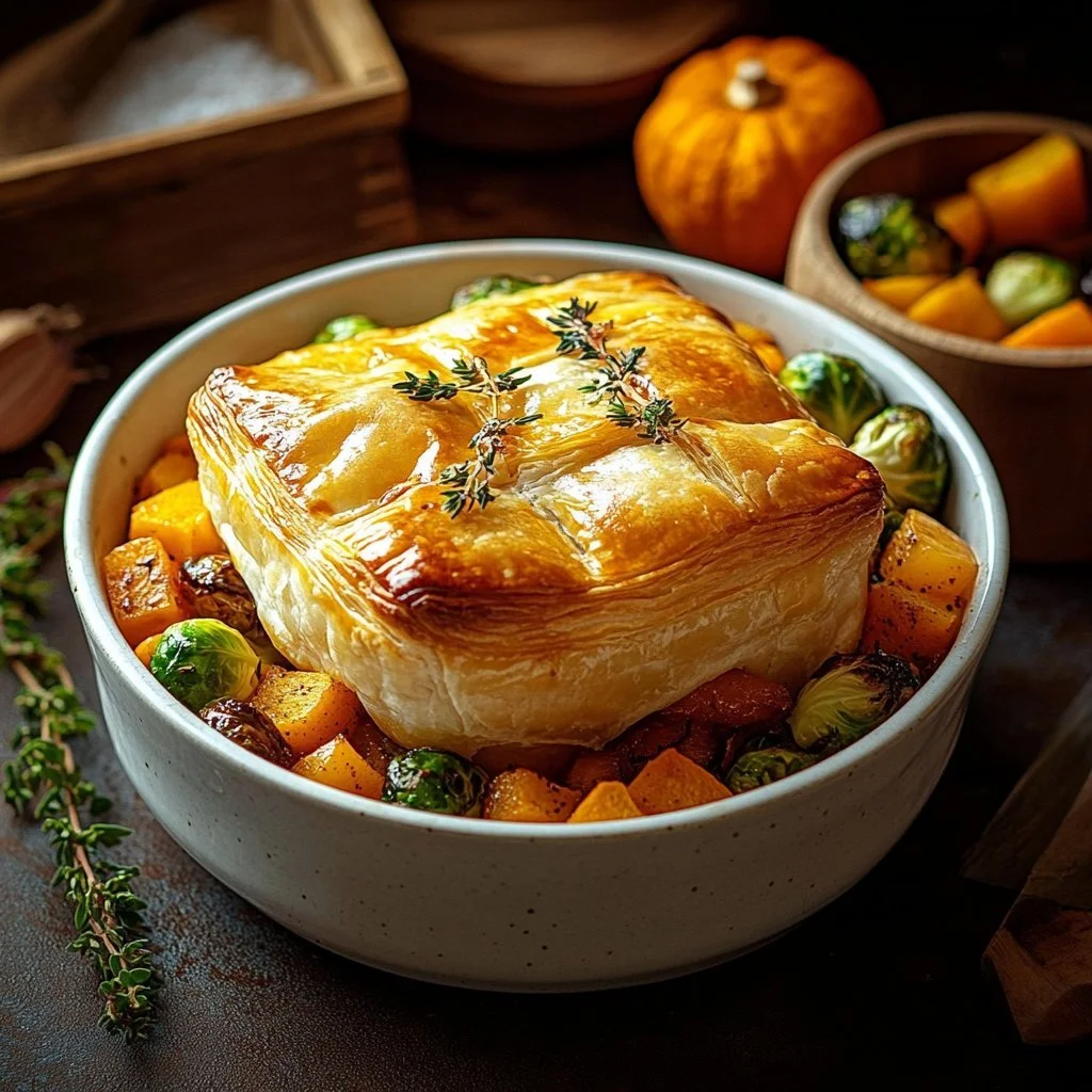 Easy Savory Thanksgiving Roasted Autumn Vegetable Pot Pies