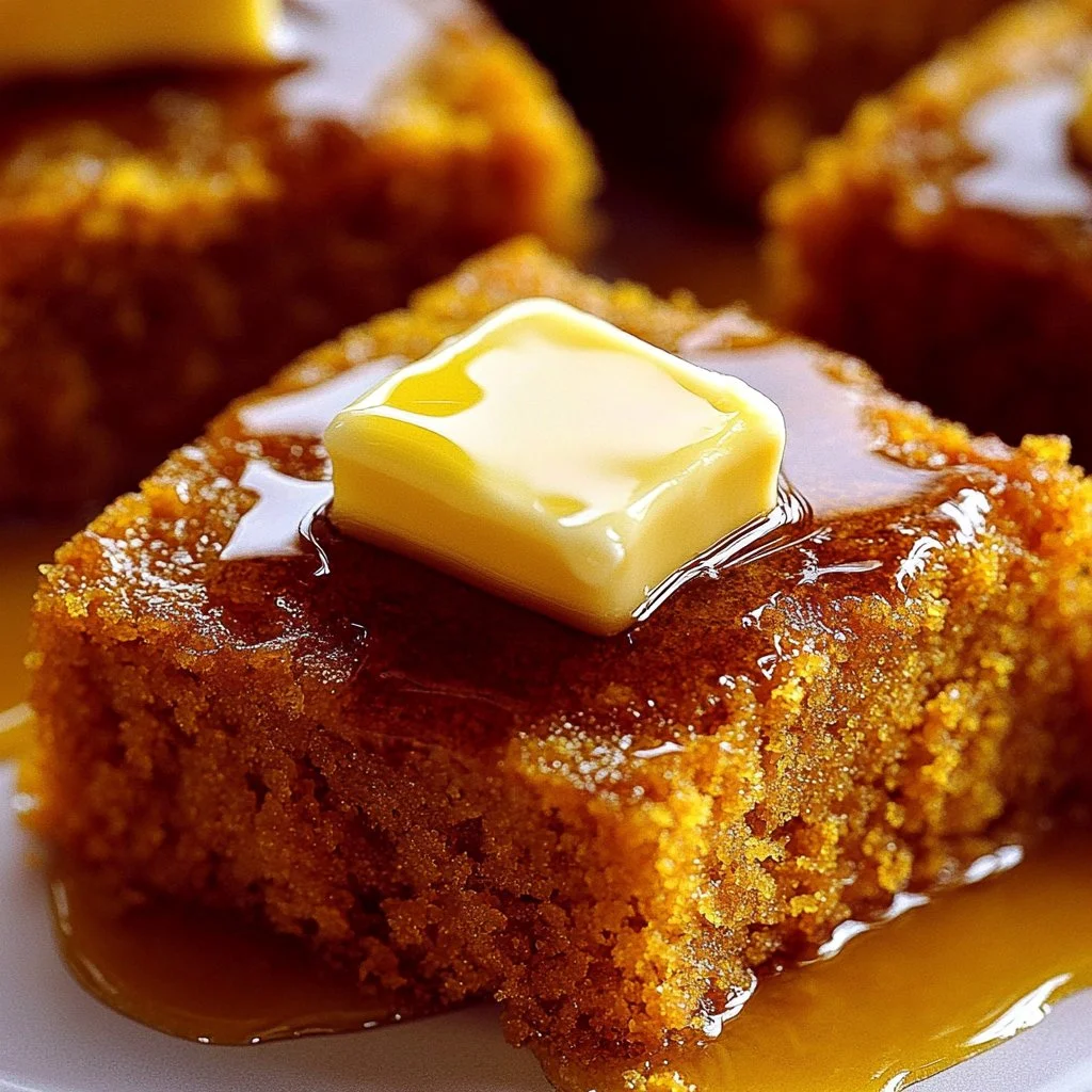 Pumpkin Cornbread with Cinnamon Honey Butter