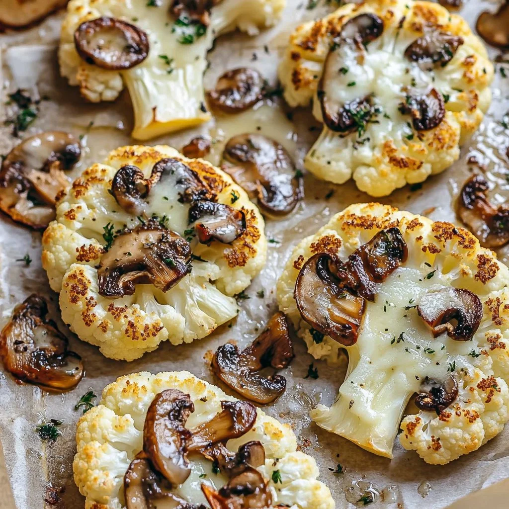Cheesy Cauliflower Mushroom Steaks