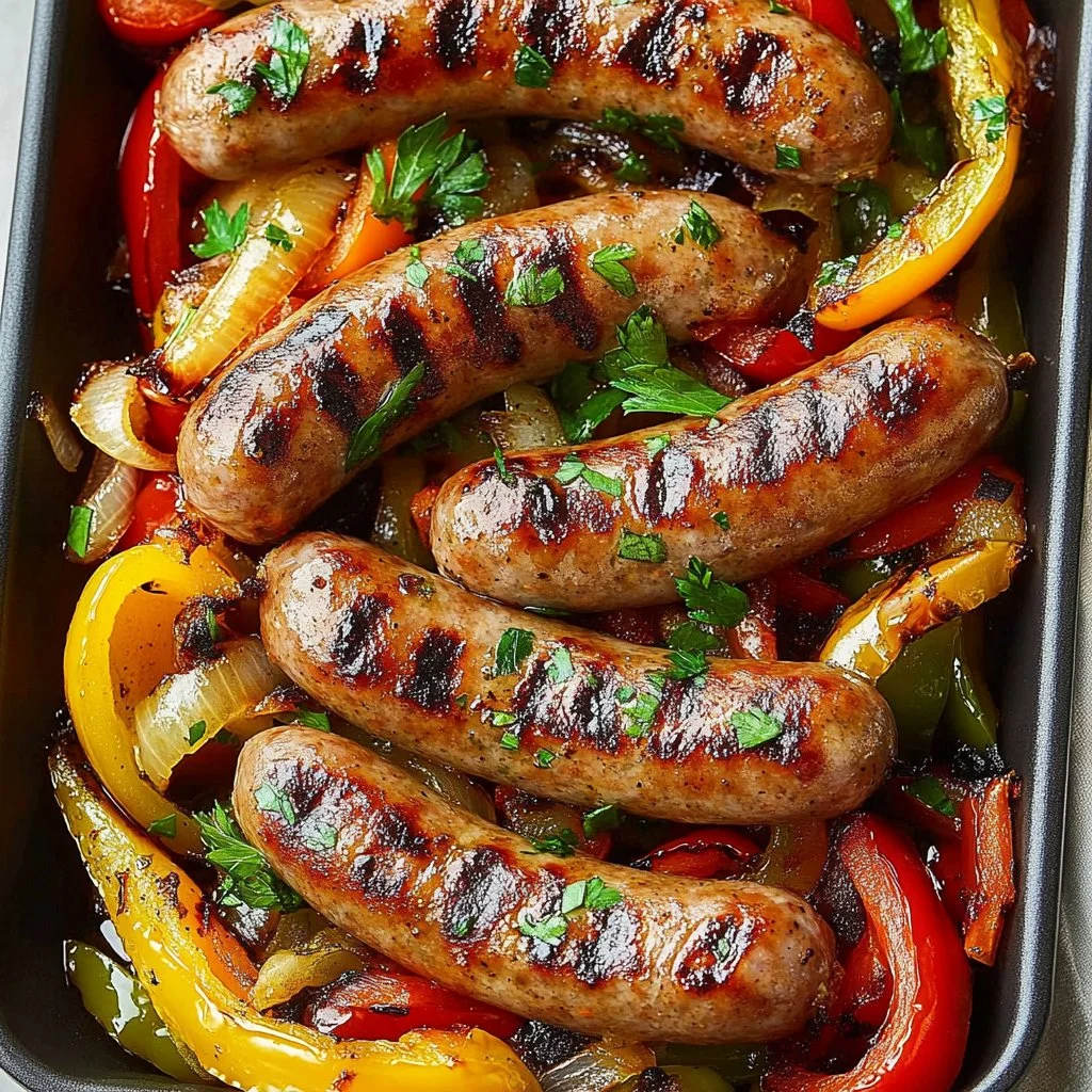 Sheet-Pan Sausage, Bell Pepper & Onion Dinner
