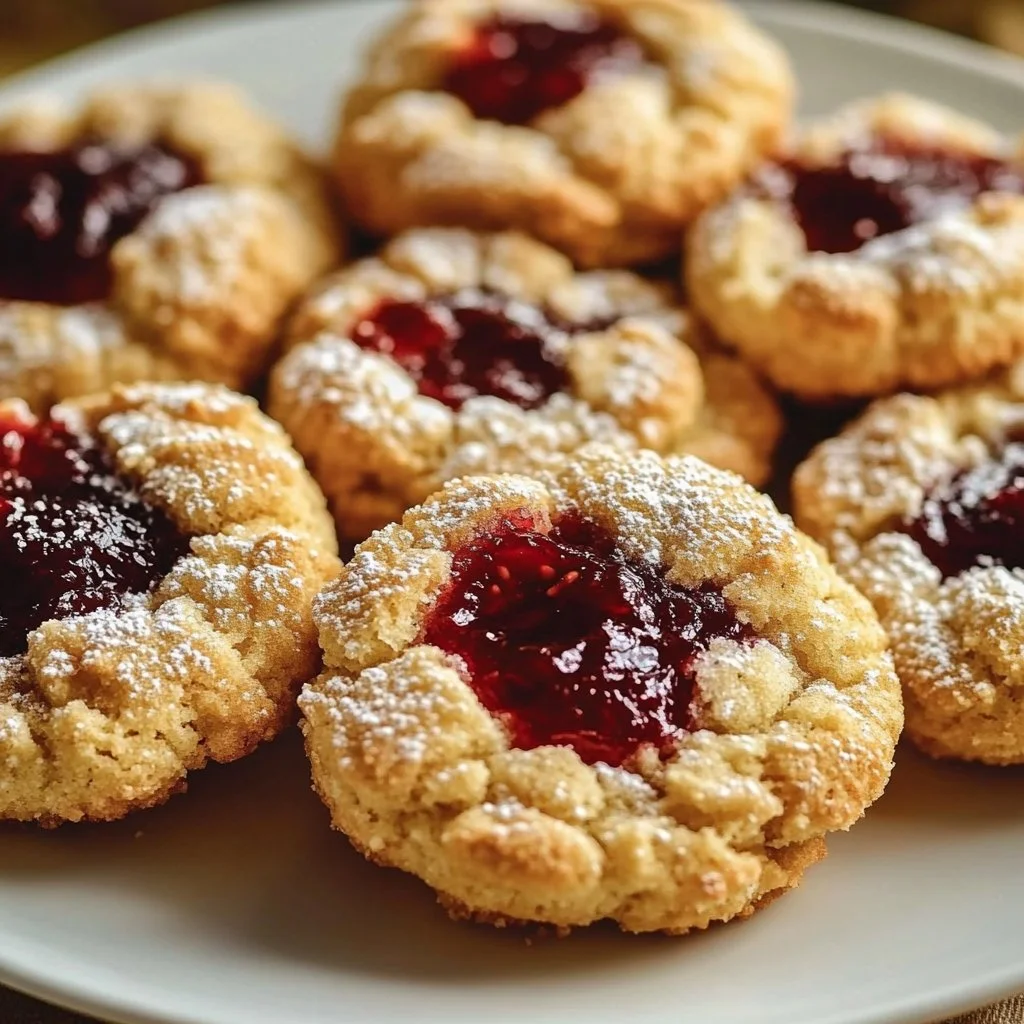 Buttery Raspberry Crumble Cookies with a Sweet Jam Filling