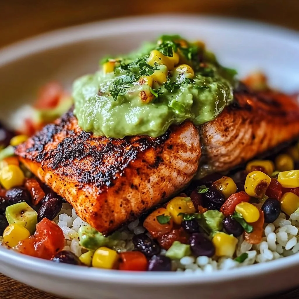 Cajun Salmon with Avocado Lime Cream