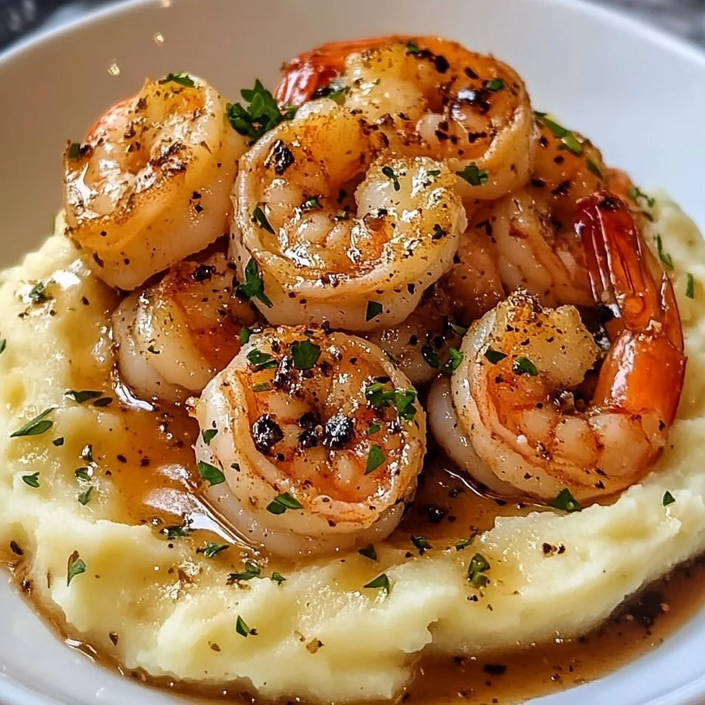 Creamy Garlic Shrimp over Mashed Potatoes
