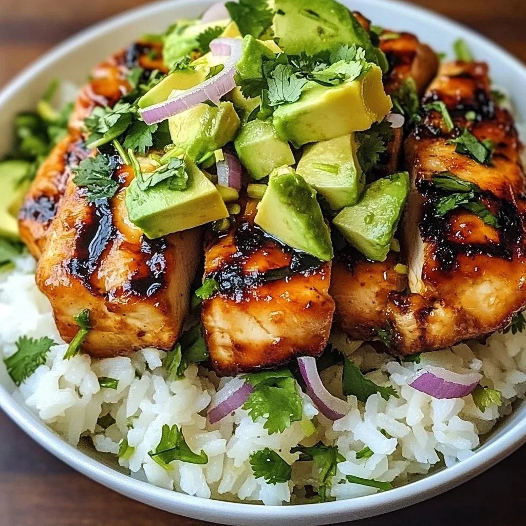 Honey Lime Chicken Avocado Rice Stack