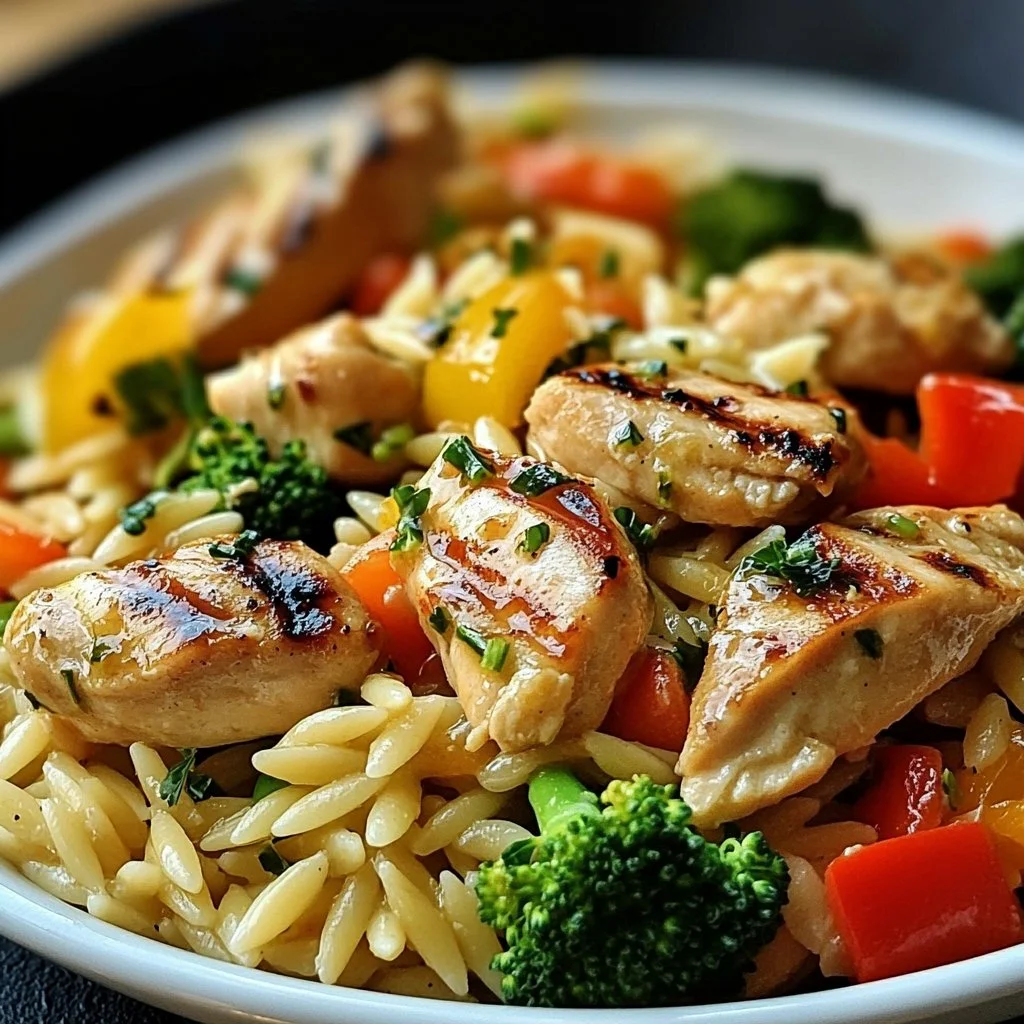 Lemon Chicken Vegetable Orzo Stir Fry