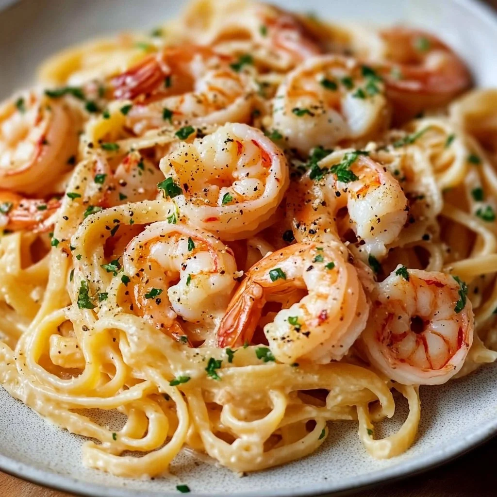 Linguine with Prawns in Cream Sauce