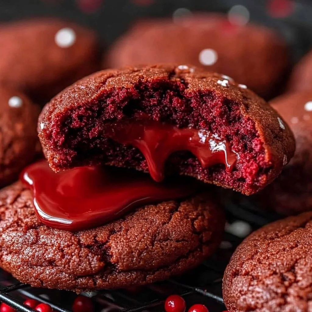 Soft Red Velvet Cookies with Nutella