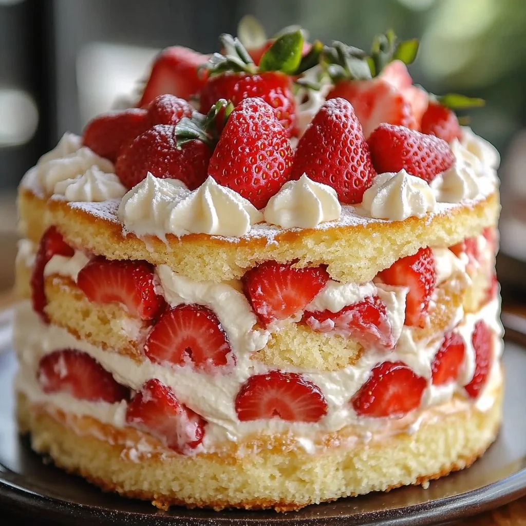Strawberry Custard Delight Cake