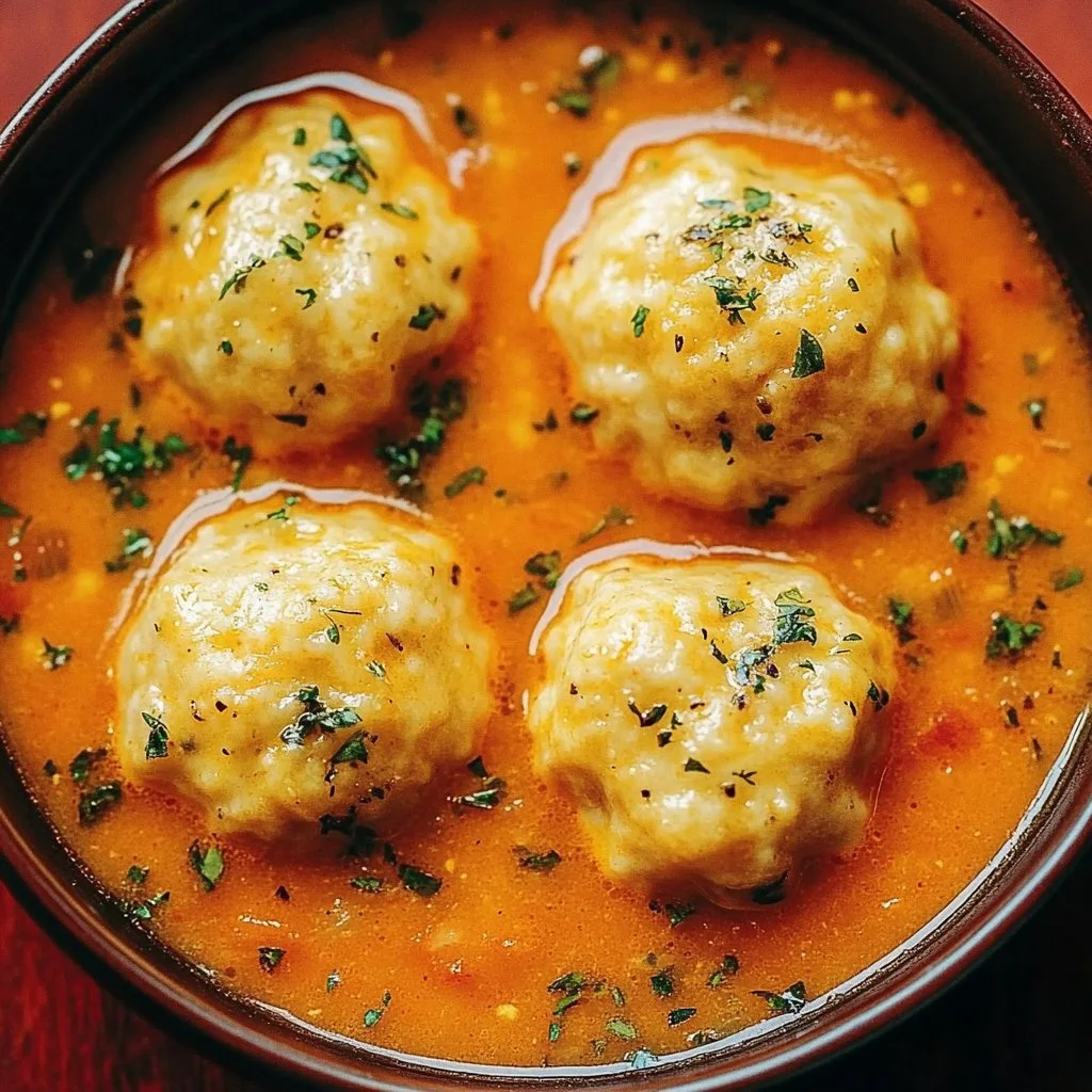 Tomato Soup with Cheddar Dumplings