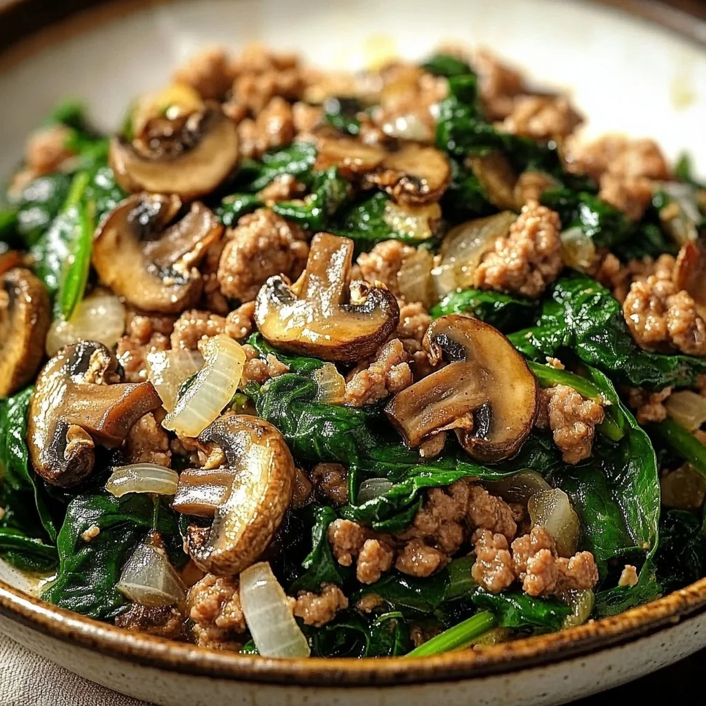Turkey Spinach Mushroom Skillet