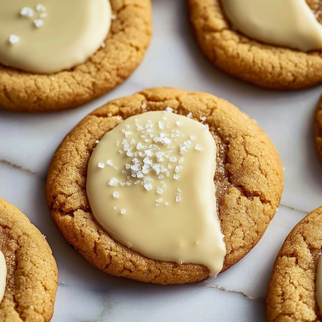 White Chocolate Dipped Chewy Maple Cookies